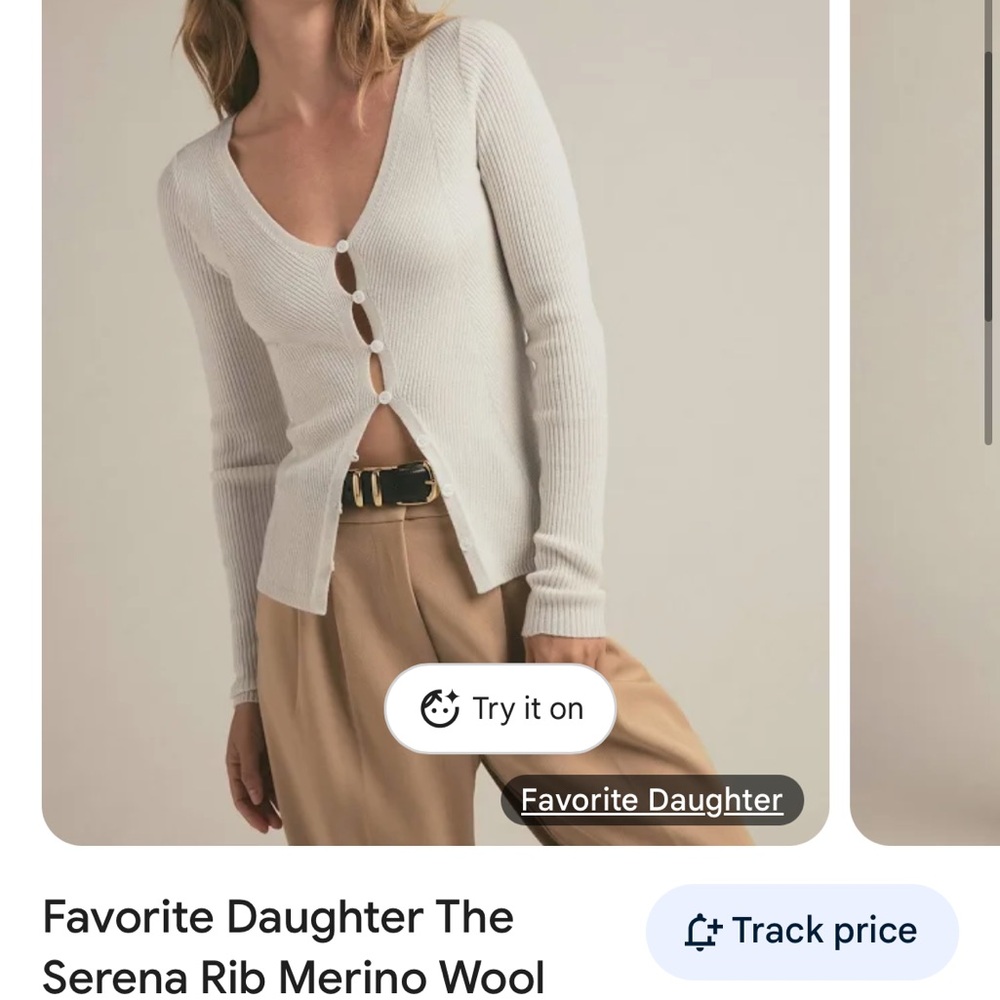 Favorite Daughter Cream Ribbed Cardigan
